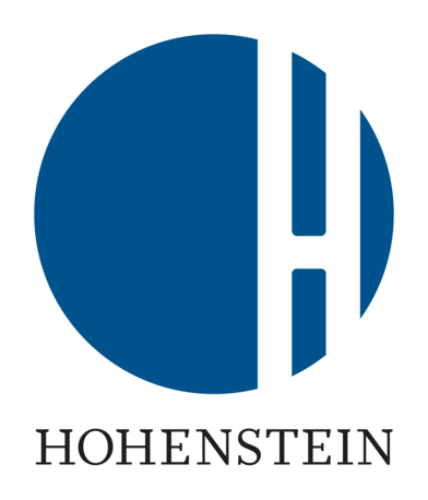 Hohenstein in all capital letters with blue dot