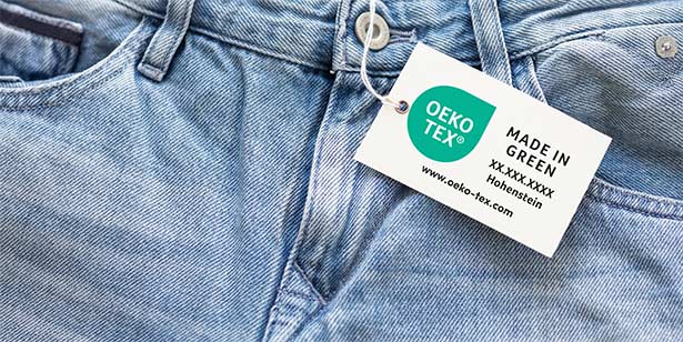 Jeans with labeled with OEKO-TEX® MADE IN GREEN