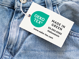 Jeans with labeled with OEKO-TEX® MADE IN GREEN