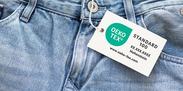 Jeans with labeled with OEKO-TEX® STANDARD 100